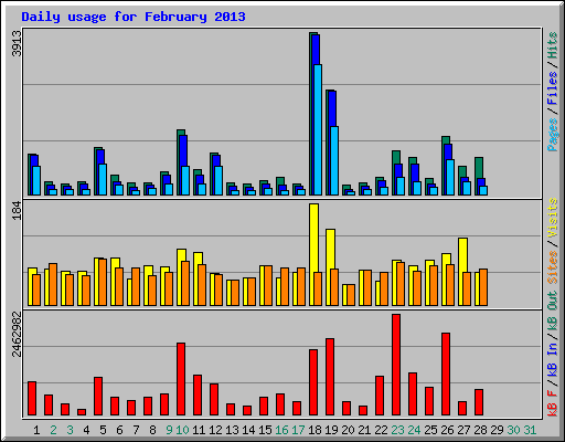 Daily usage for February 2013