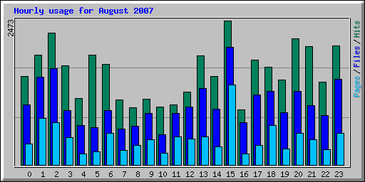 Hourly usage for August 2007