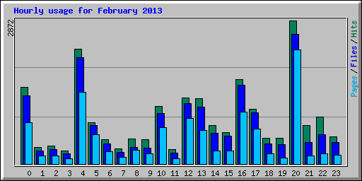 Hourly usage for February 2013